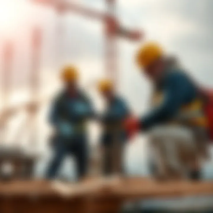Construction with IronClaw Techniques Workers applying innovative construction techniques by IronClaw on a building site.