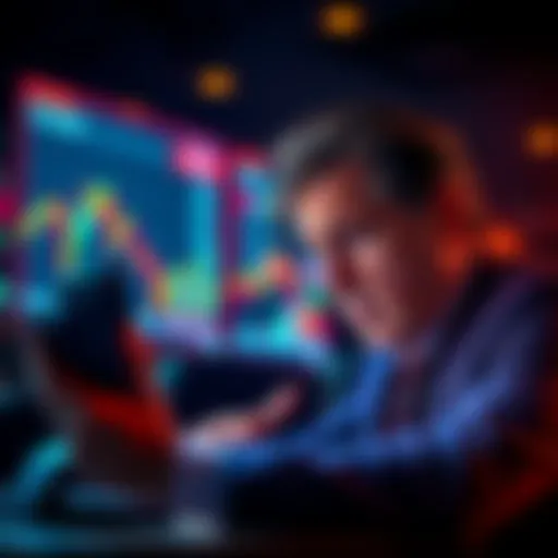 A worried businessman looking at financial charts showing losses, symbolizing James Wynn's recent liquidation of $100 million.