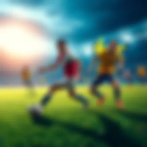 A dynamic scene of Japan and Sweden players competing on the field during a soccer match