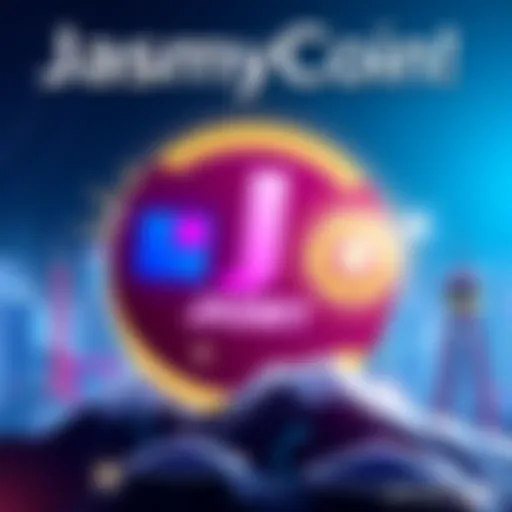 An illustration showing JasmyCoin symbol with logos of Panasonic and Sony, representing partnerships in cryptocurrency.