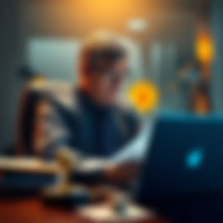 Jeffrey Epstein's Concerns About Crypto Taxes A concerned Jeffrey Epstein sitting at a desk, reviewing documents about cryptocurrency and tax implications, with a laptop and a Bitcoin symbol in the background.