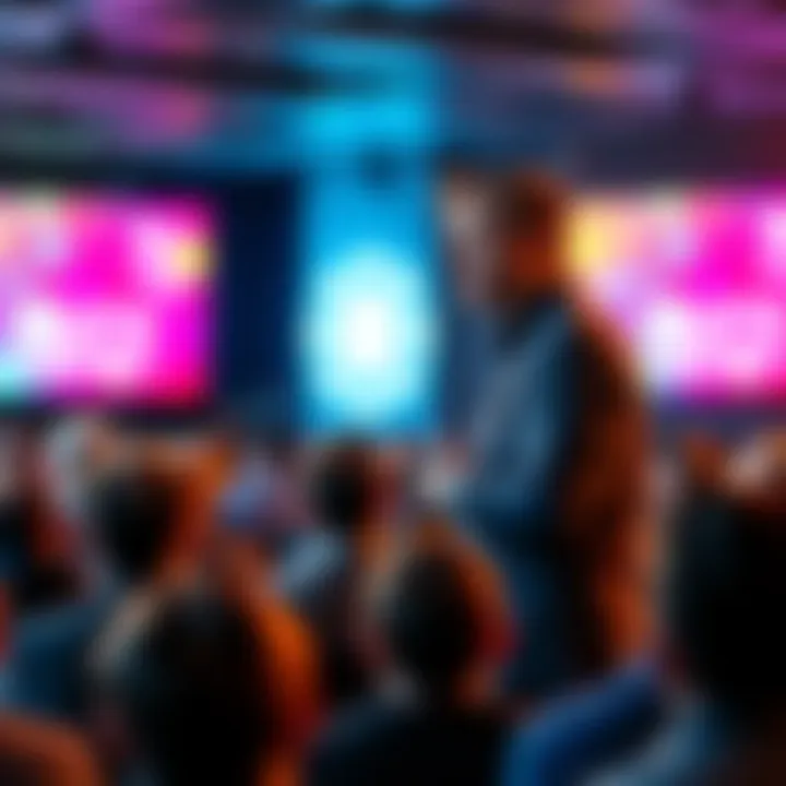 Architect Jesse Pollak discussing the importance of creators in blockchain at a conference with an audience