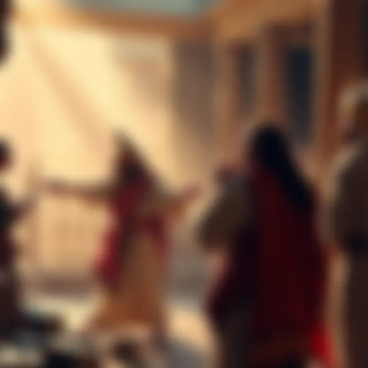 Jesus stands with determination, driving out money changers in the Temple, symbolizing resistance against greed and exploitation