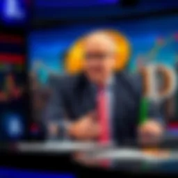 Jim Cramer Discussing Bitcoin Predictions Jim Cramer at a news desk talking about his Bitcoin predictions