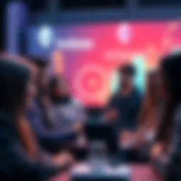 A group of diverse young professionals discussing Web3 job opportunities, with Ethereum and Solana logos on a screen in the background.