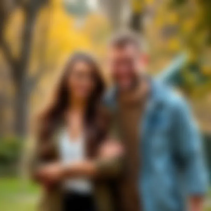 Joe McCann, a crypto trader, stands with his fiancée Ashly Robinson. They are smiling together in a natural setting, showing a happy moment before her tragic death.