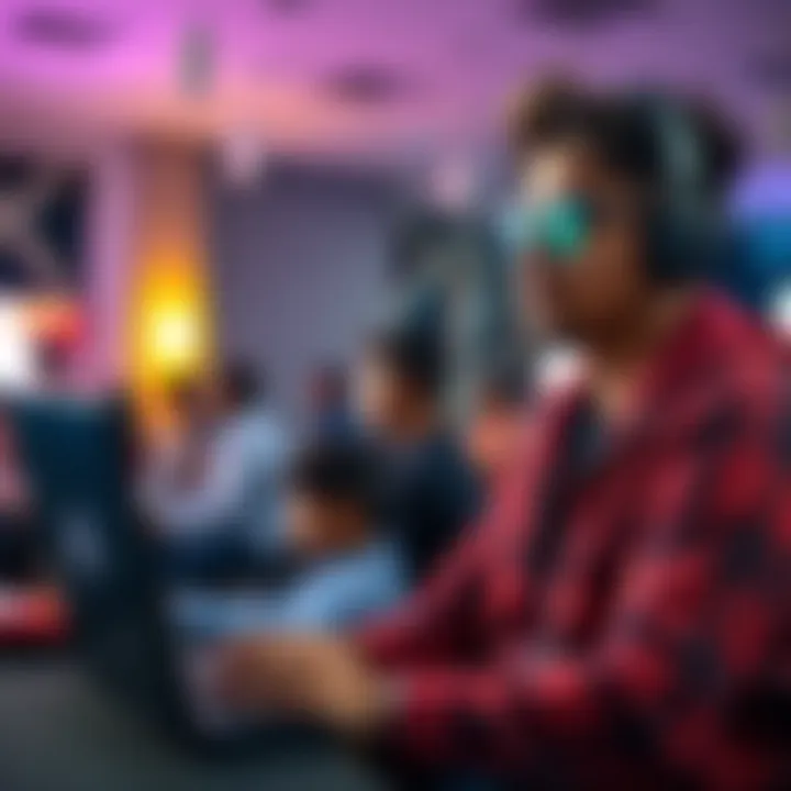 Join the Team for Techkriti Festival A young full stack web developer with laptop looking for teammates at IIT Kanpur's Techkriti Festival.