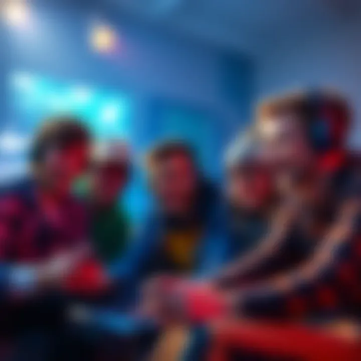 A graphic showing a group of diverse gamers playing together, with a code for joining displayed prominently.