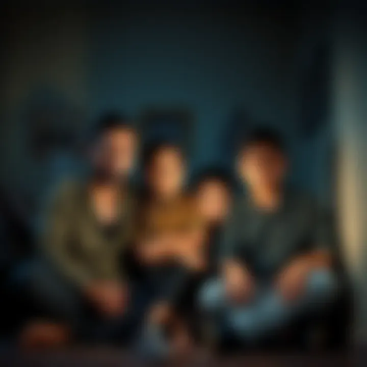 A Jordanian family sitting in a dimly lit room, looking worried and exhausted, with signs of illness and financial struggle evident on their faces.