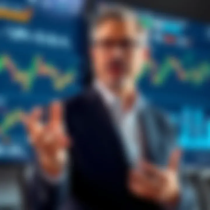 Joseph Chalom, wearing a suit, speaks about the role of oracles in finance, with charts and data on a screen behind him.