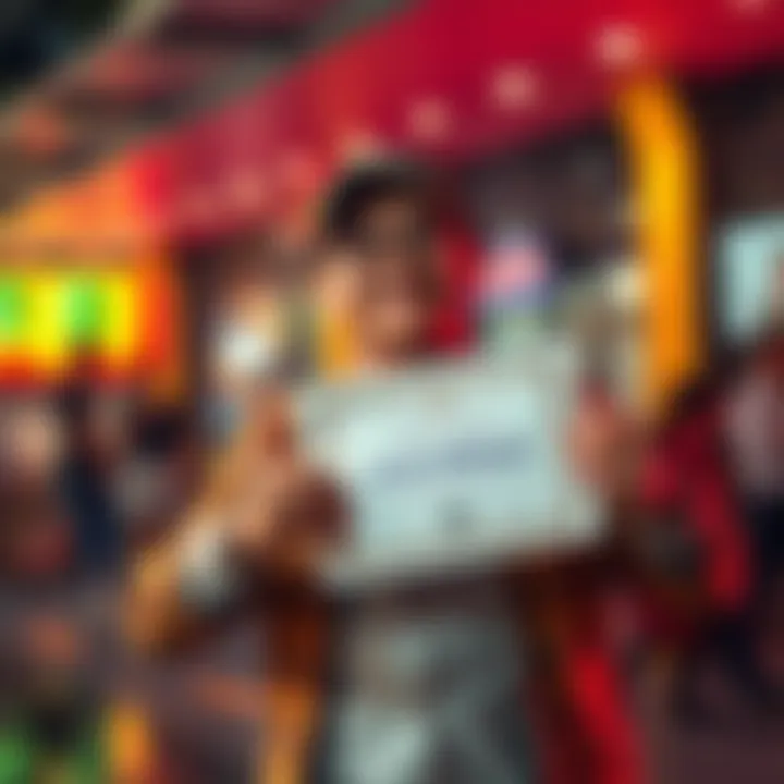 A person celebrating their achievement of becoming an owner of 0.5 million in assets, holding a certificate or document with a smile.