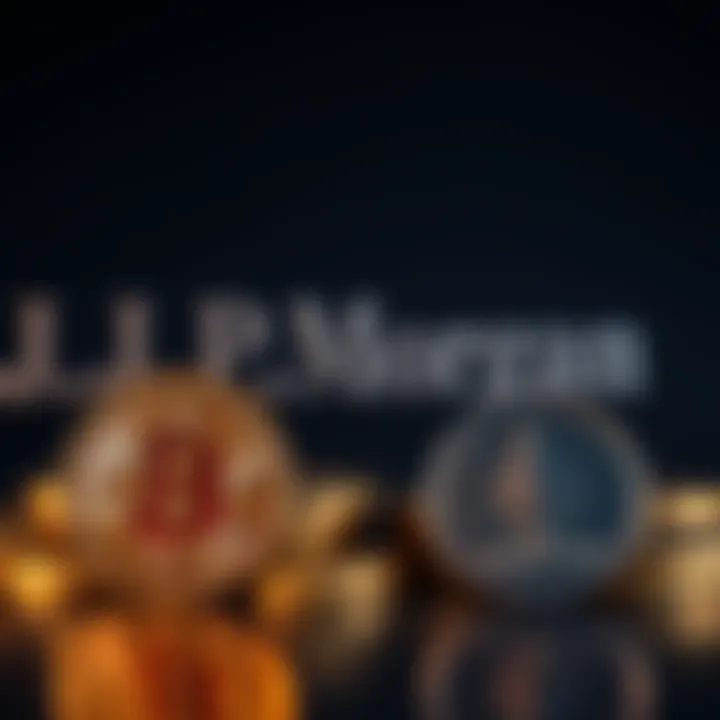 J.P. Morgan logo with Bitcoin and Ethereum symbols J.P. Morgan logo displayed alongside Bitcoin and Ethereum icons to represent new lending policies