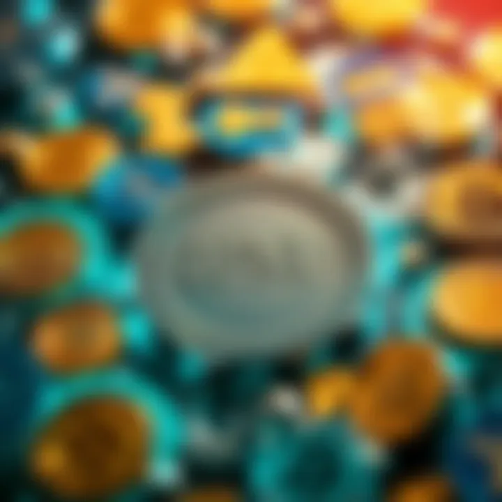 JP Morgan logo surrounded by various cryptocurrency symbols, highlighting their involvement in the crypto market