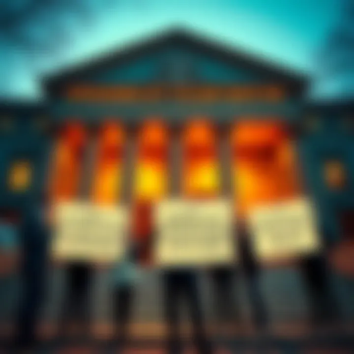 JPMorgan Class Action Investors stand outside a courthouse holding signs about the JPMorgan class action over Goliath Ventures fraud.