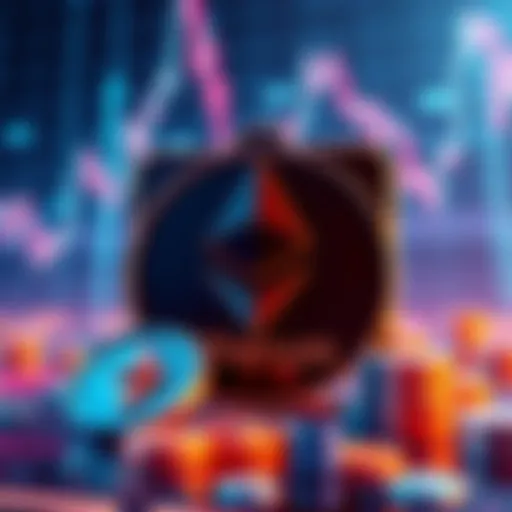 Illustration of JPMorgan's logo alongside Ethereum symbols and a money market chart