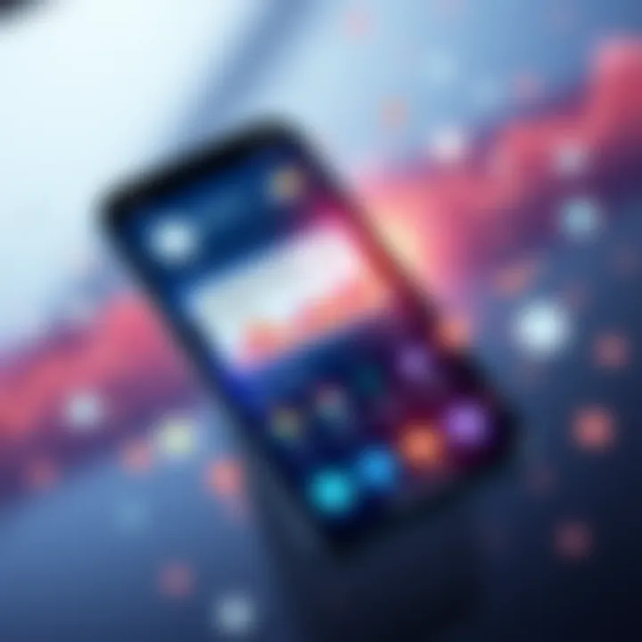 A sleek smartphone displaying the new portfolio features of Jupiter Mobile, surrounded by dynamic graphics representing financial growth and management tools.