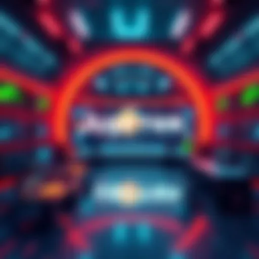 A vibrant digital scene showing the Jupiter trading platform with various cryptocurrencies represented, illustrating its role as the top trading venue for Solana in 2025.