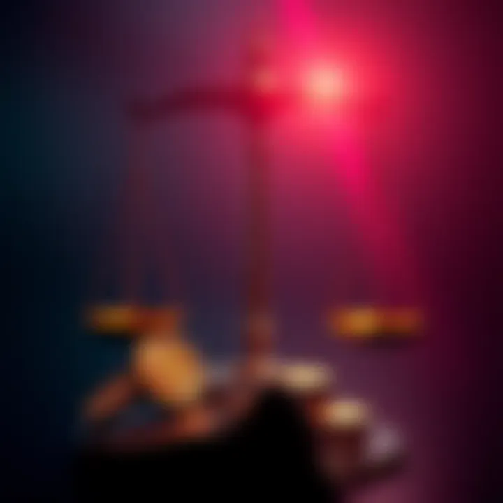 A symbol of justice featuring scales and cryptocurrency coins, illustrating the DOJ's efforts against financial scams