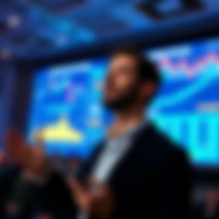 Justin Drake speaking at a conference about real-time proving in blockchain technology, with a presentation screen behind him showing graphs and data related to blockchain advancements.