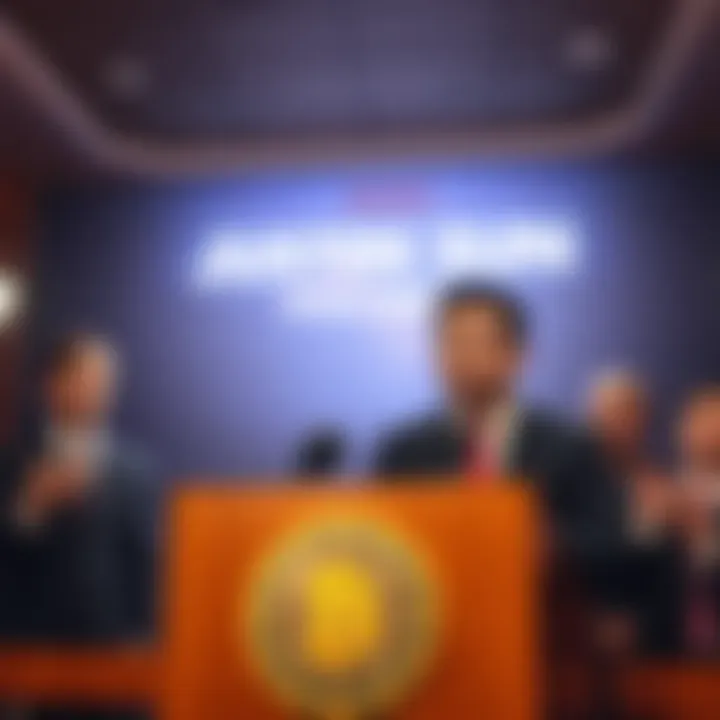 Justin Sun speaking at a press conference about allegations against World Liberty Financial, expressing concern over investor token safety