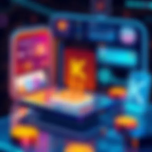 Illustration of the Kalyxen platform showcasing earning, borrowing, and payment features within a digital interface.