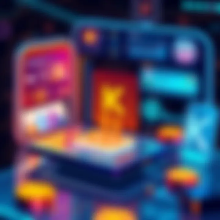 Illustration of the Kalyxen platform showcasing earning, borrowing, and payment features within a digital interface.