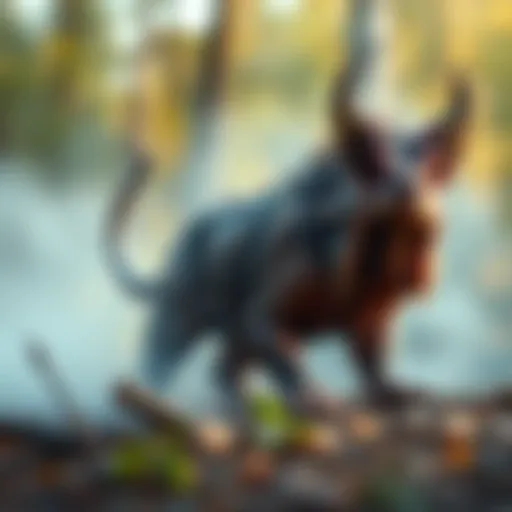 A creative representation of a karnivore without a chainsaw, showcasing its raw identity and flavor characteristics in a natural setting.