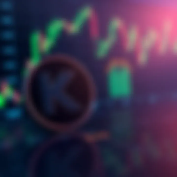 Visual representation of KAS cryptocurrency logo next to Kraken logo with a trading chart background