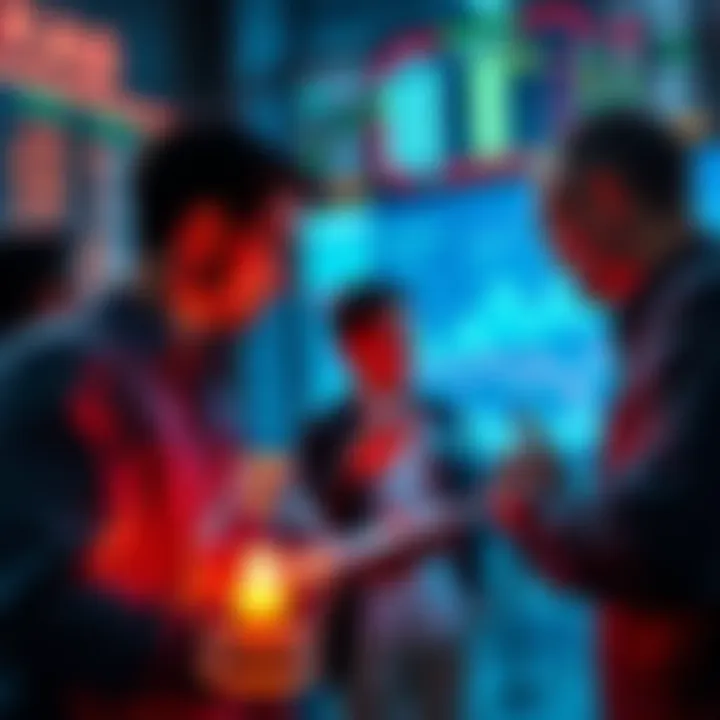 Group of people analyzing charts and graphs related to Kas prices