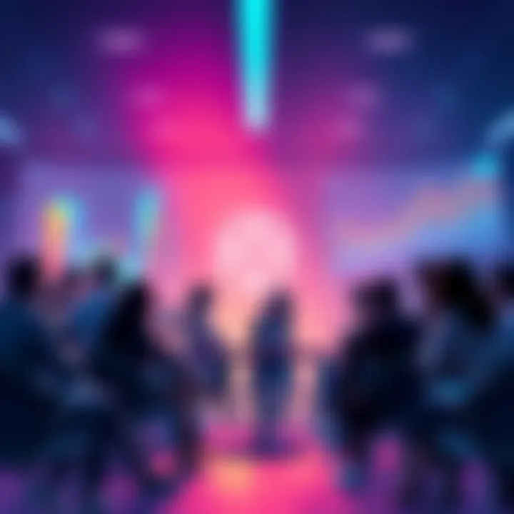 People discussing cryptocurrency investment in a casual setting, with TAO logo visible and charts showing price trends.