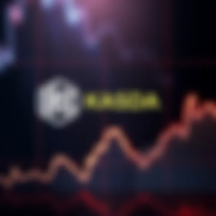 The Kaspa logo is shown alongside a rising graph, symbolizing its strong performance amid falling Bitcoin and Ethereum prices.