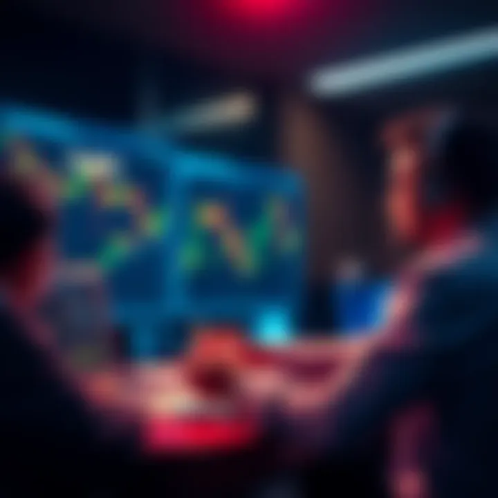 A person analyzing cryptocurrency charts and discussing Kaspa's value in a group setting