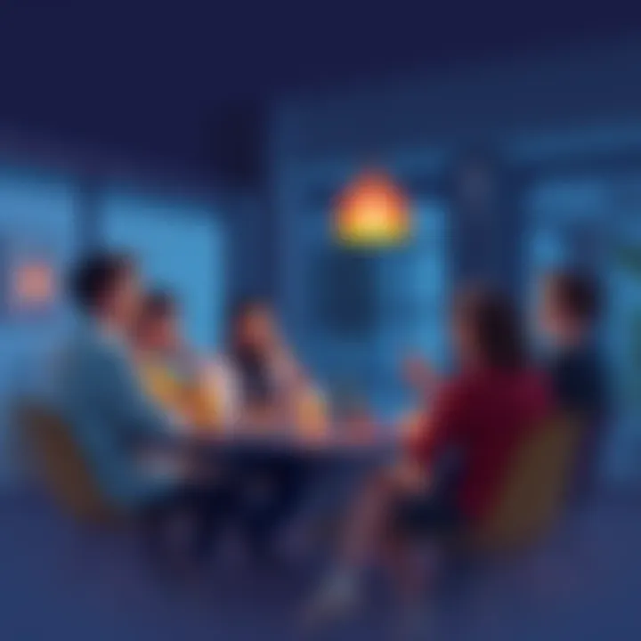 A group of people engaging in a discussion about Kaspa, sharing ideas and thoughts in a cozy environment.