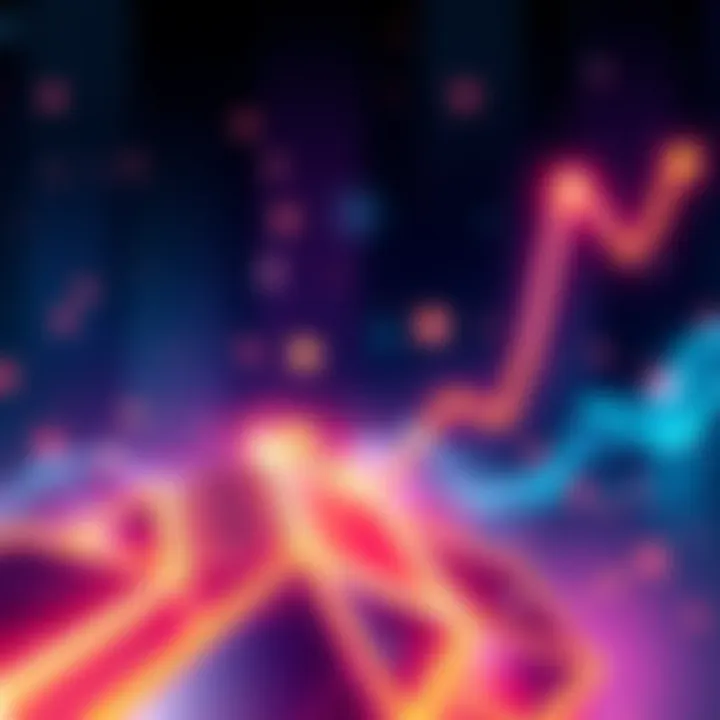 Illustration of a dynamic cryptocurrency chart with a rising trend, representing Kaspa's potential 4500% gain.