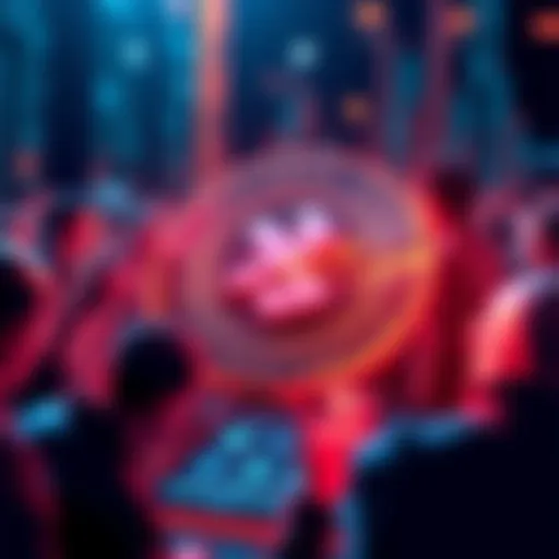 Visual representation of Kaspa cryptocurrency with fast transaction symbols and community interactions