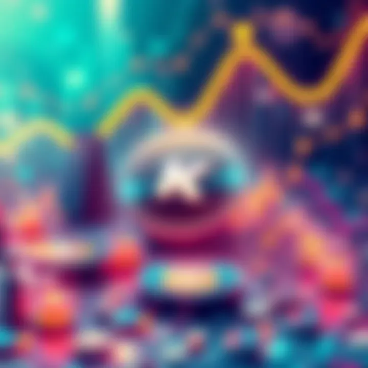 An illustration showing the innovative technology behind Kaspa cryptocurrency, featuring digital symbols and graphs indicating its growth and potential.