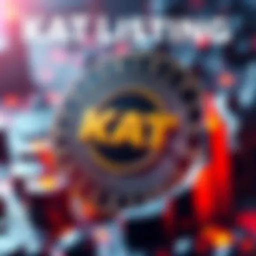 Graphic showing KAT token symbol with BingX logo and icons representing DeFi concepts like liquidity and staking