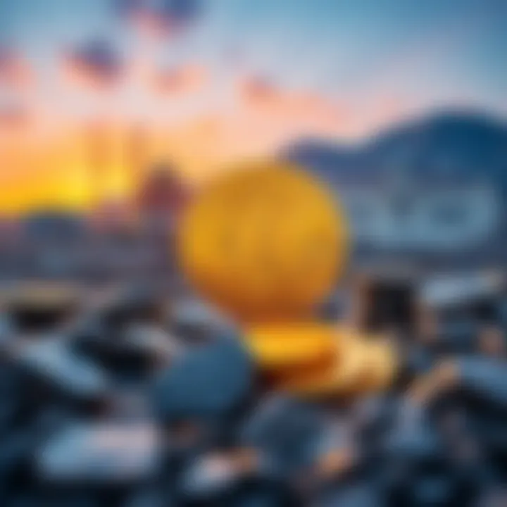 Kazakhstan's gold and fiat reserves being invested in cryptocurrency, symbolizing financial growth.