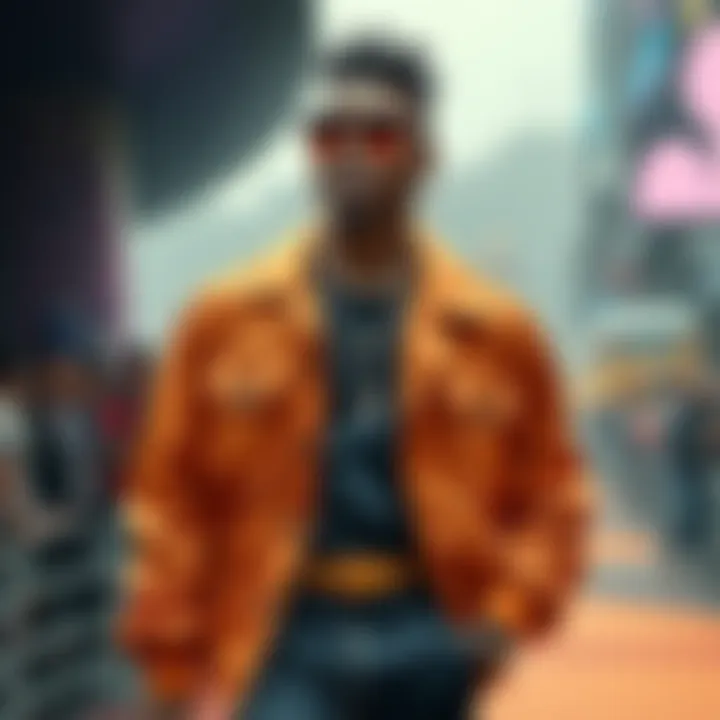 Kendu showcasing a striking fashion choice, featuring a vibrant jacket and stylish accessories, captivating the crowd with his unique flair.