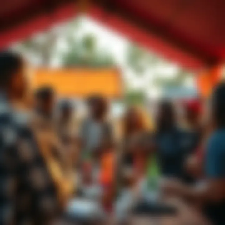 Kendu Community Gathering A group of Kendu enthusiasts, known as Chads and Chadettes, sharing ideas at an outdoor event with Kendu products like coffee and energy drinks visible around them.