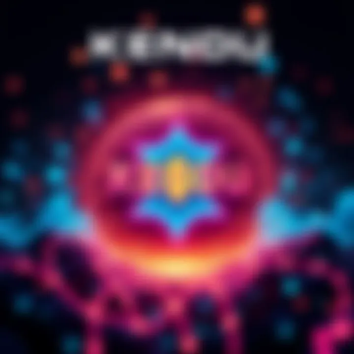 A vibrant graphic showcasing the $KENDU cryptocurrency logo with digital currency symbols around it, highlighting the innovative aspect of digital finance.