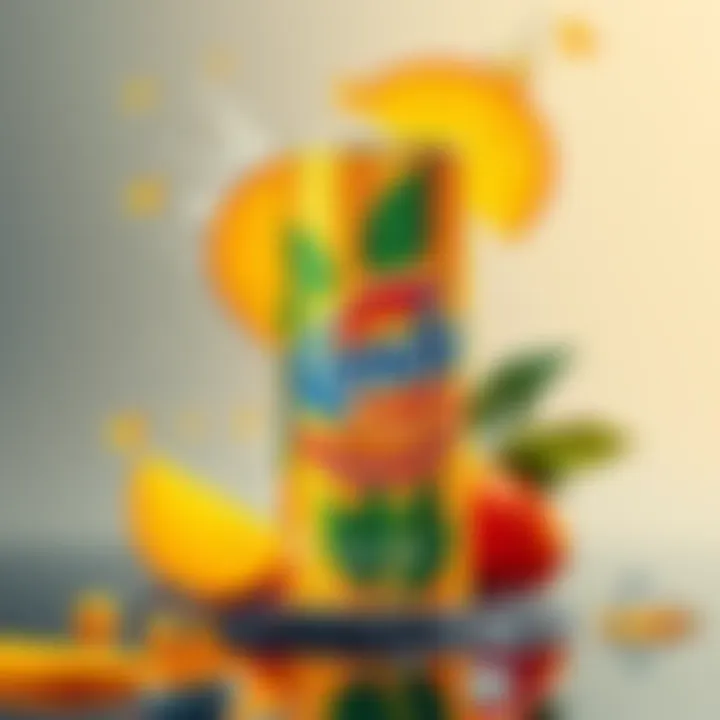 New mango flavor energy drink from Kendu with vibrant packaging and tropical motifs