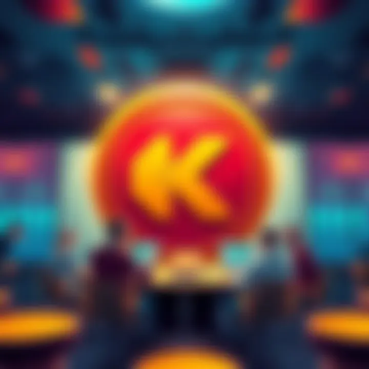 A vibrant graphic showing Kendu Coin's logo alongside people participating in an online forum and discussing cryptocurrency trends during a market slump.