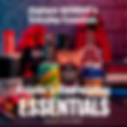 A variety of Kendu products including coffee, energy drinks, and clothing displayed together