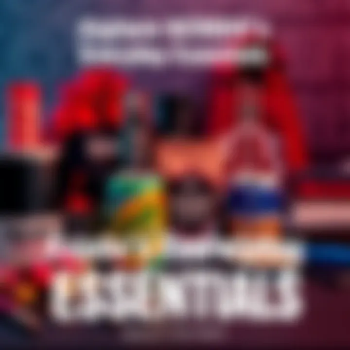 A variety of Kendu products including coffee, energy drinks, and clothing displayed together