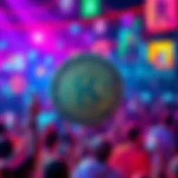 A digital representation of Kendu memecoin with a vibrant community background, showcasing enthusiasm and engagement on social media and forums.