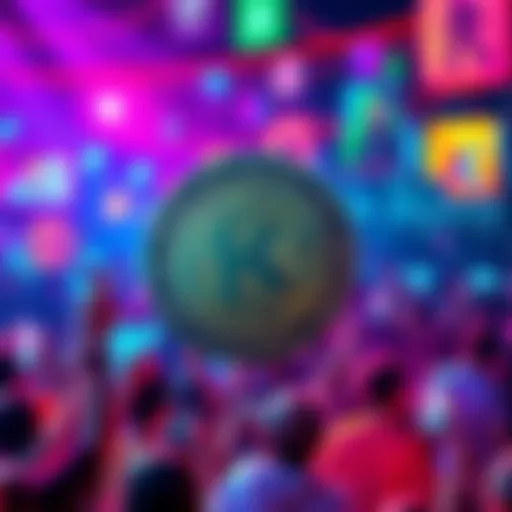 A digital representation of Kendu memecoin with a vibrant community background, showcasing enthusiasm and engagement on social media and forums.