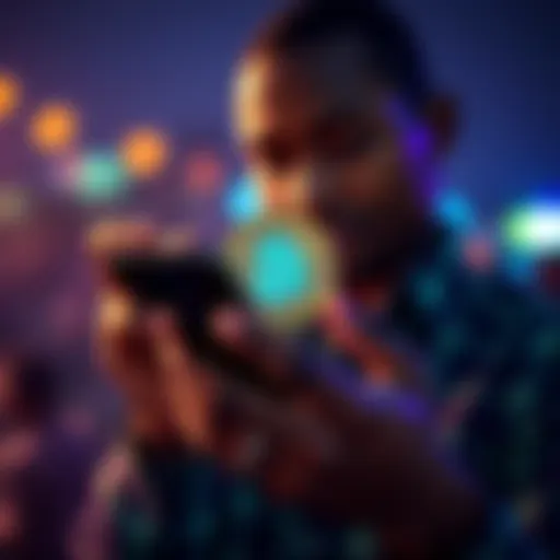 A Kenyan holding a smartphone showing Bitcoin transactions through M-Pesa, highlighting financial technology in action.