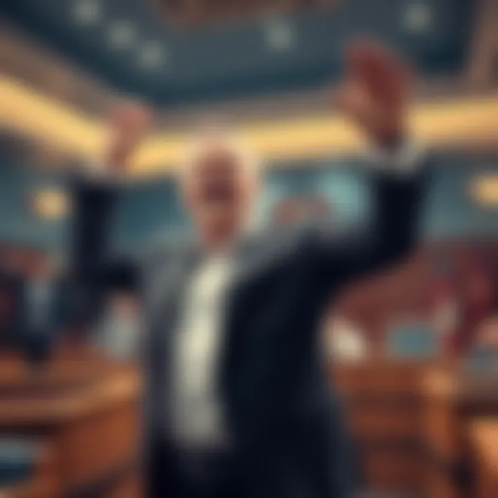 Kevin O'Leary celebrating his court victory against Ben Armstrong in a legal setting