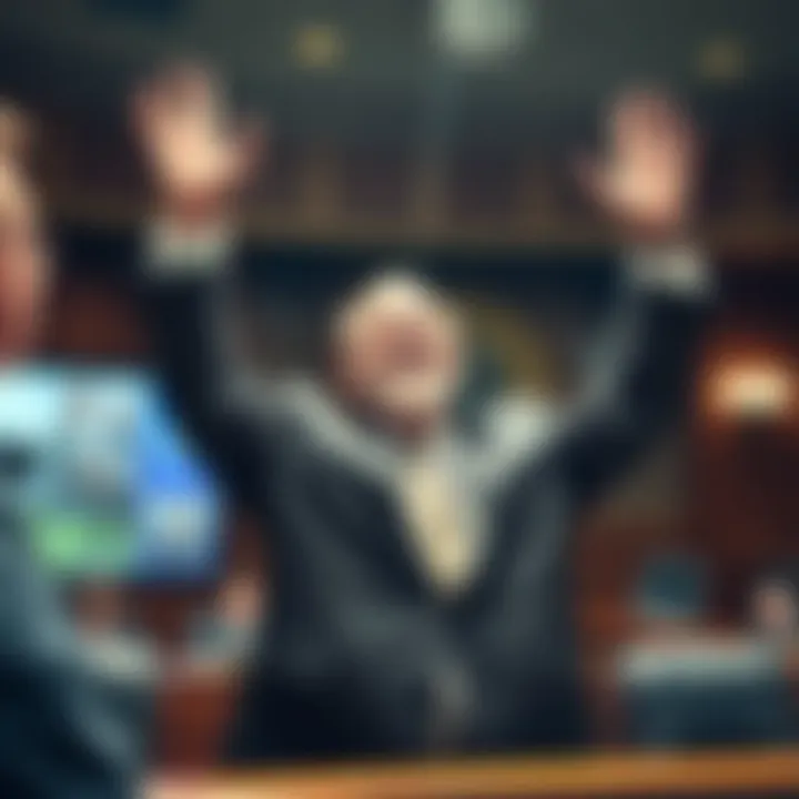 Kevin O'Leary celebrating his defamation victory against BitBoy Armstrong in a courtroom setting